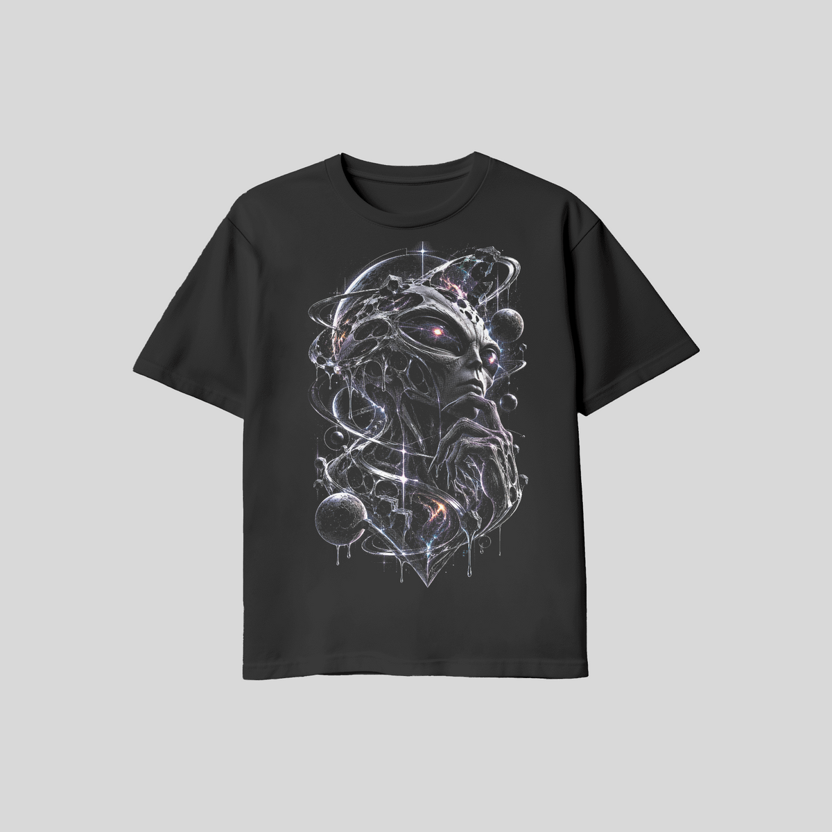 Alien Halftone T-Shirt #10, Black Sci Fi Graphic Tee, Futuristic Extraterrestrial Art, Unisex Bella Canvas Shirt