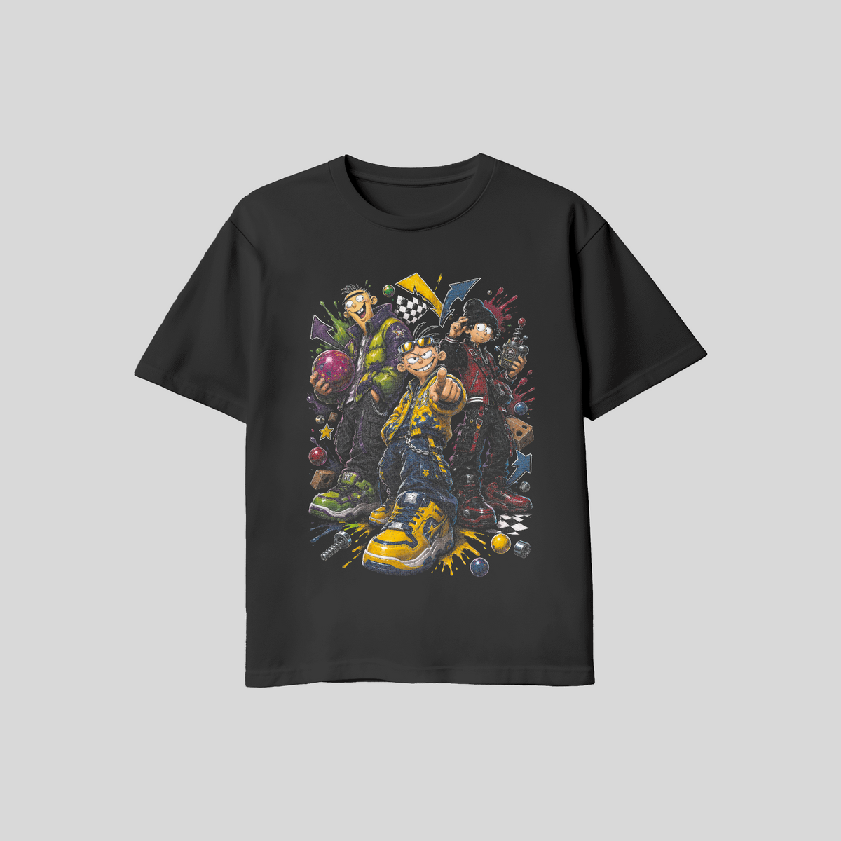 Streetwear T-Shirt #10, Cartoon Graphic Tee, Anime Inspired Urban Art, Black Unisex Bella Canvas Shirt