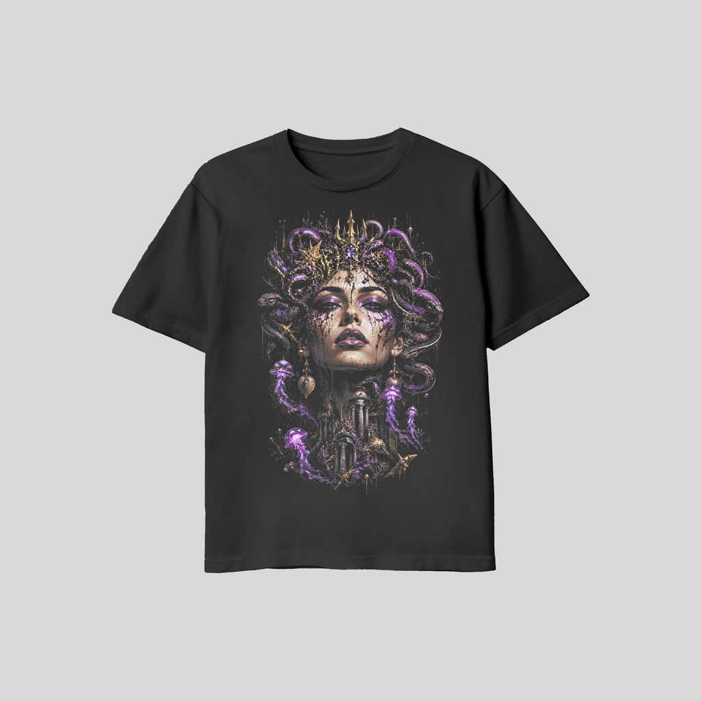 Abstract MeduceFace #14 Halftone T-Shirt, Black Gold Graphic Tee, Futuristic Art Streetwear, Unisex Bella Canvas Shirt