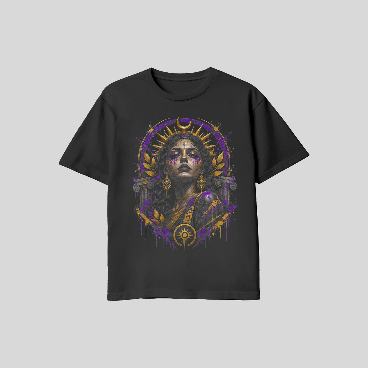 Abstract woman Face #16 Halftone T-Shirt, Black Gold Graphic Tee, Futuristic Art Streetwear, Unisex Bella Canvas Shirt