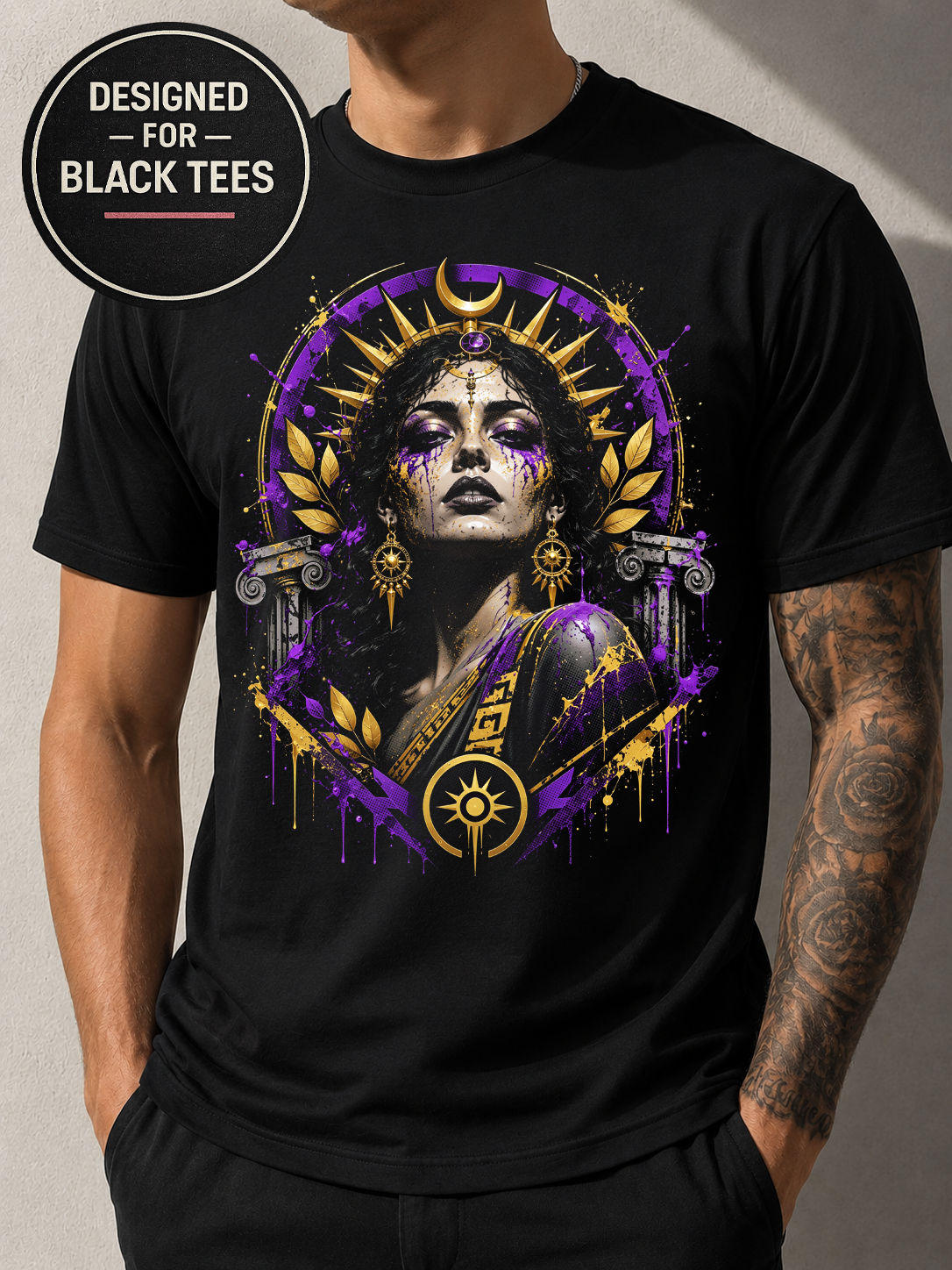 Abstract woman Face #16 Halftone T-Shirt, Black Gold Graphic Tee, Futuristic Art Streetwear, Unisex Bella Canvas Shirt