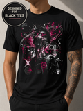 Gothic Graphic T Shirt, Black Cyberpunk Horror Tee, Abstract Halftone Streetwear, Unisex Cotton Shirt
