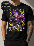 Cartoon Dog Streetwear T-Shirt, Neon Graffiti Graphic Tee, Black Unisex Bella Canvas Shirt