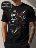 Abstract Woman Face #6 Halftone T-Shirt, Black Gold Graphic Tee, Futuristic Art Streetwear, Unisex Bella Canvas Shirt