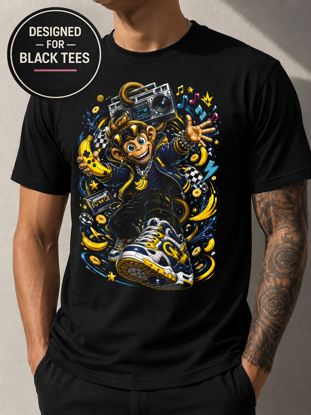 Streetwear T-Shirt #8, Cartoon Graphic Tee, Anime Inspired Urban Art, Black Unisex Bella Canvas Shirt
