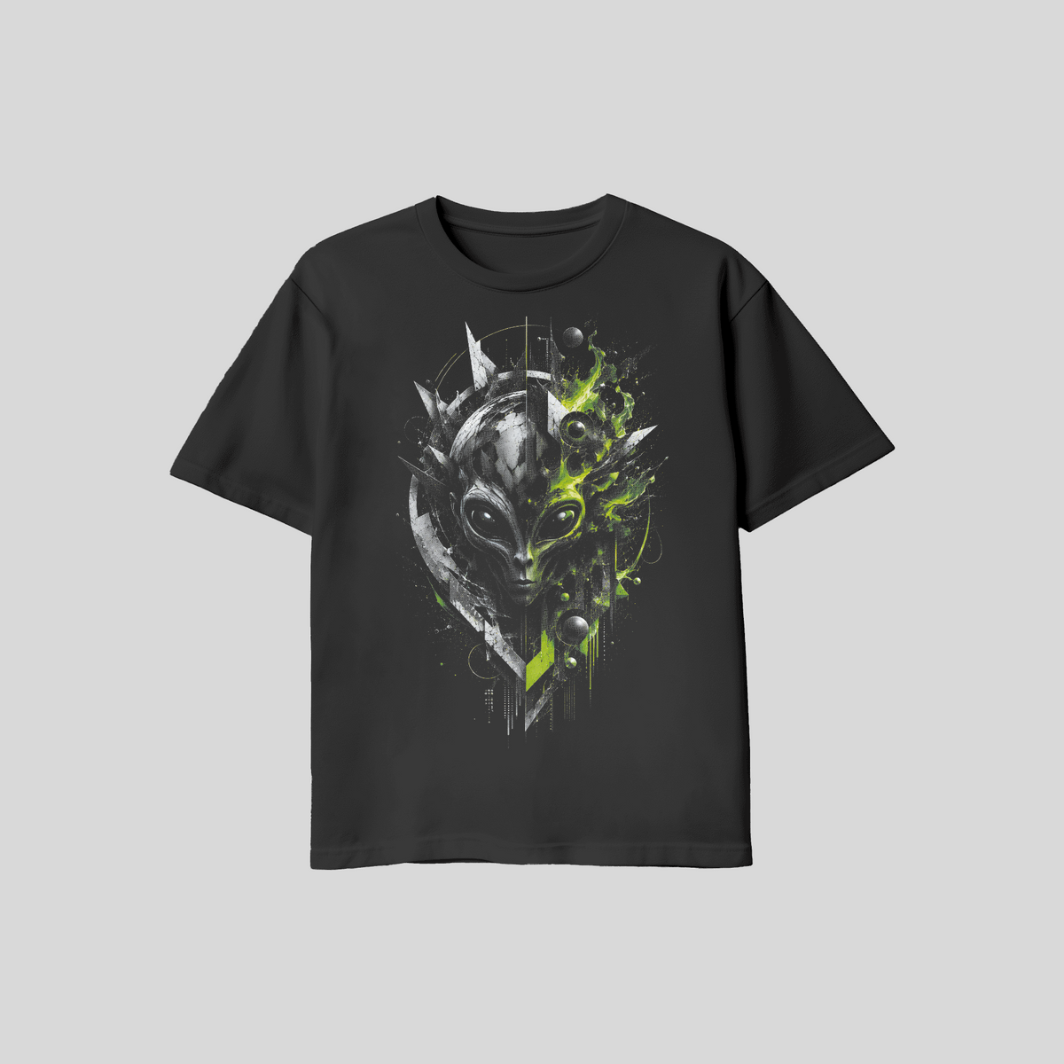Alien Halftone T-Shirt #8, Black Sci Fi Graphic Tee, Futuristic Extraterrestrial Art, Unisex Bella Canvas Shirt