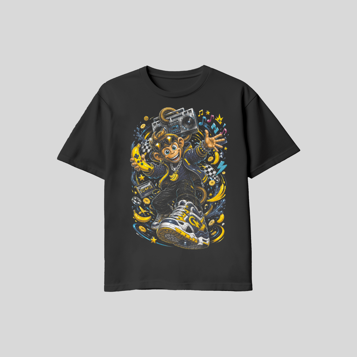Streetwear T-Shirt #8, Cartoon Graphic Tee, Anime Inspired Urban Art, Black Unisex Bella Canvas Shirt