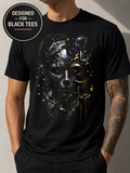 Abstract Face #9 Halftone T-Shirt, Black Gold Graphic Tee, Futuristic Art Streetwear, Unisex Bella Canvas Shirt