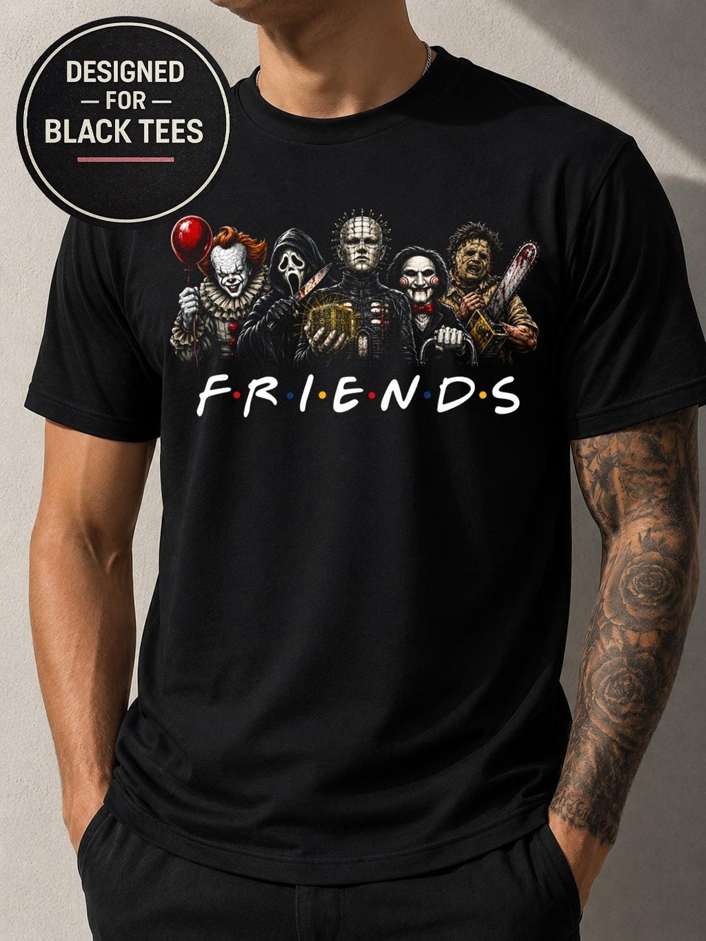 Villains Friends T-Shirt | 2 Halftone Designs, Front or Back Print