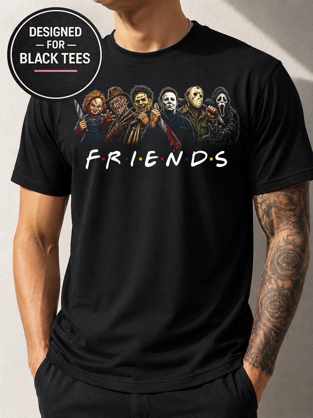 Villains Friends T-Shirt | 2 Halftone Designs, Front or Back Print