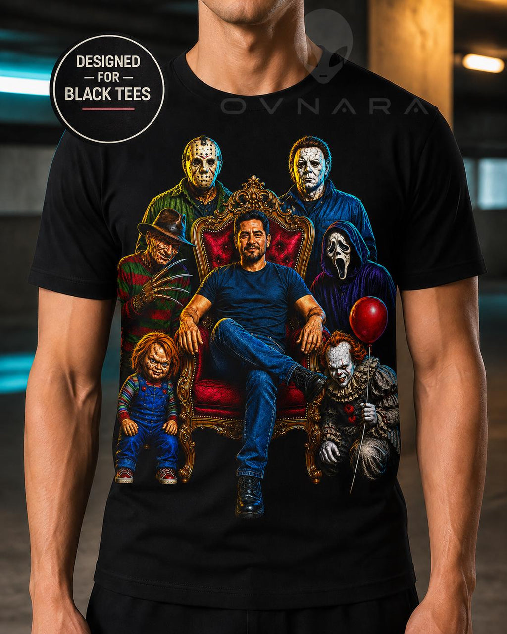 Custom Halloween Horror Photo T-Shirt | Personalized Bella+Canvas 3001 Unisex Halftone Tee