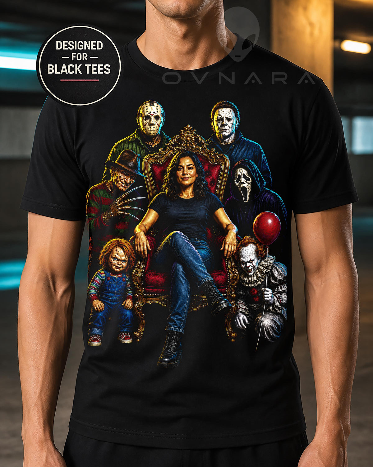 Custom Halloween Horror Photo T-Shirt | Personalized Bella+Canvas 3001 Unisex Halftone Tee